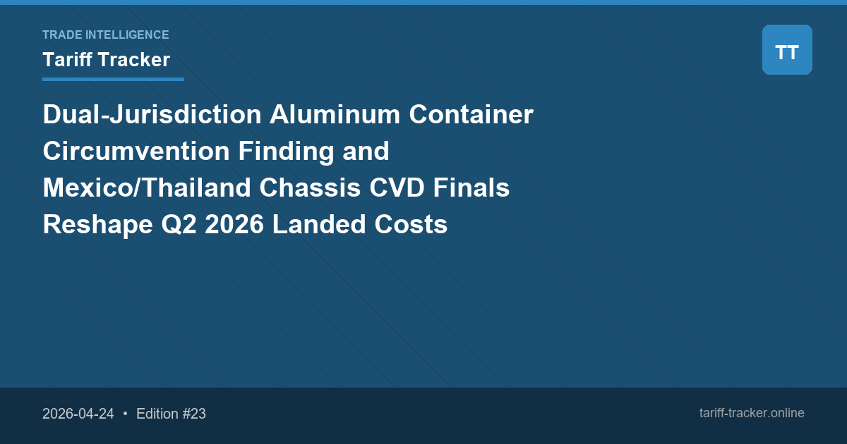 Dual-Jurisdiction Aluminum Container Circumvention Finding and Mexico/Thailand Chassis CVD Finals Reshape Q2 2026 Landed Costs
