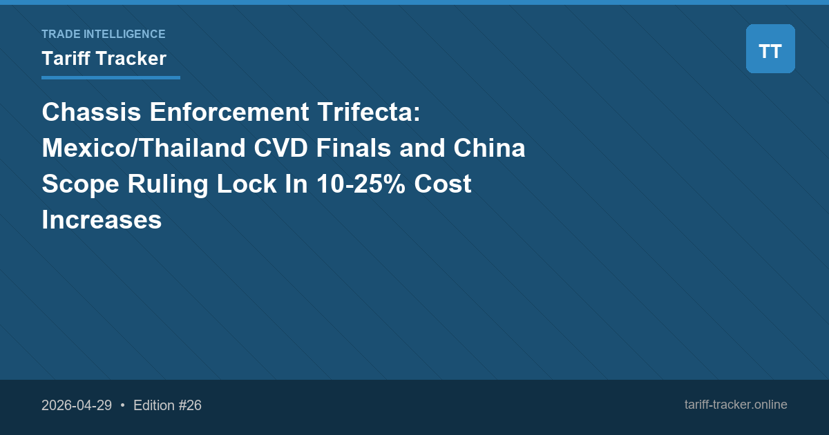 Chassis Enforcement Trifecta: Mexico/Thailand CVD Finals and China Scope Ruling Lock In 10-25% Cost Increases